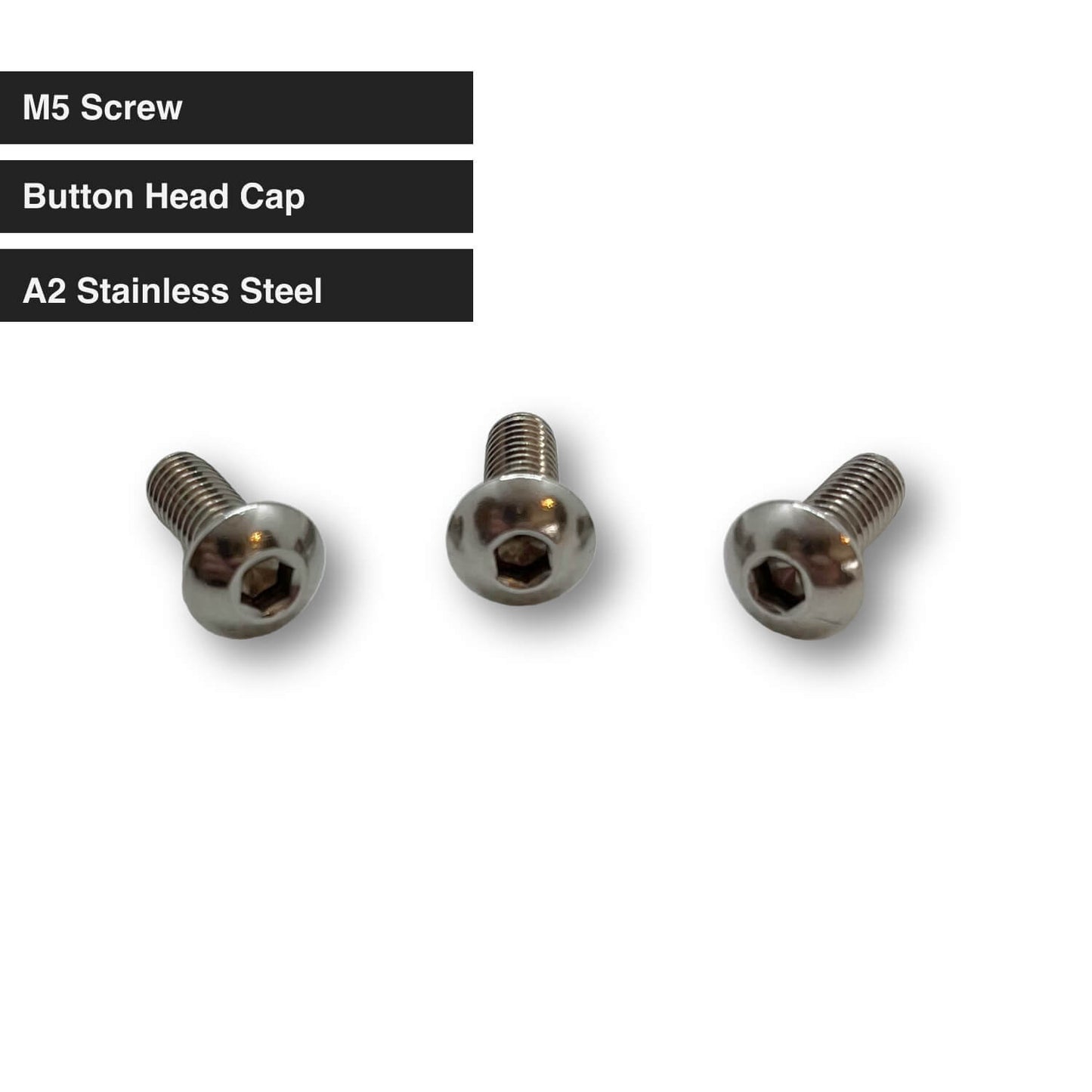 M5 x 12 mm Stainless Steel Button Head Screw for Bike Bottle Cage Pannier - A2 Stainless Steel - Allen Key Hexagon
