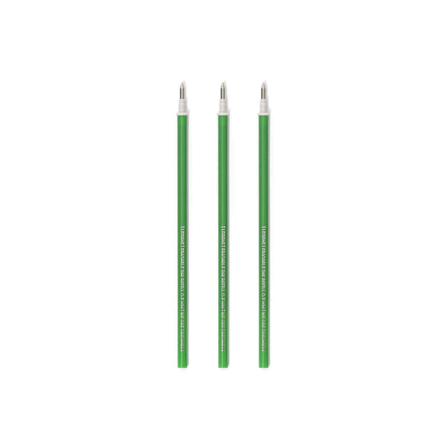 3 Green Legami Erasable Pen Refills without packaging