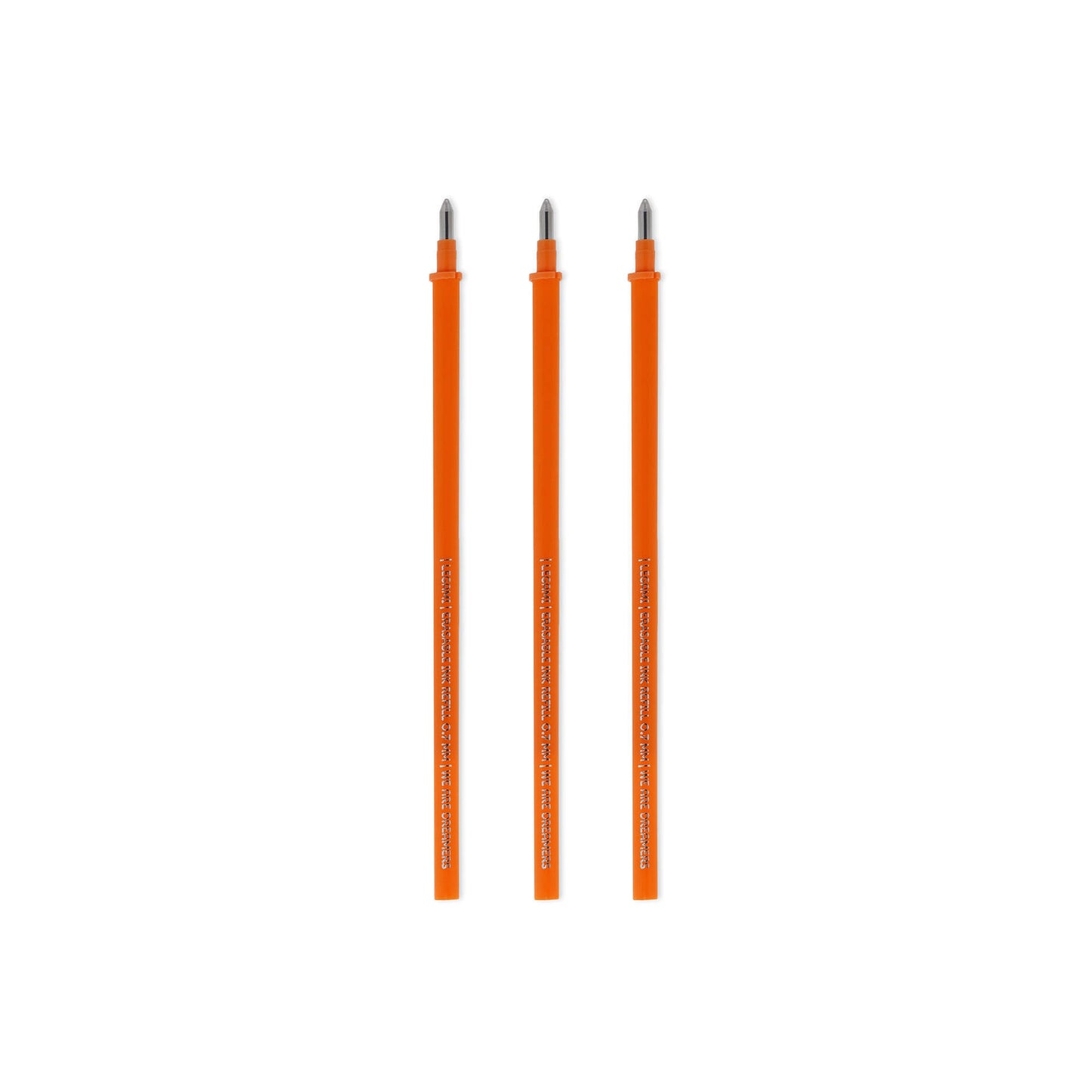 3 Orange Legami Erasable Pen Refills without packaging