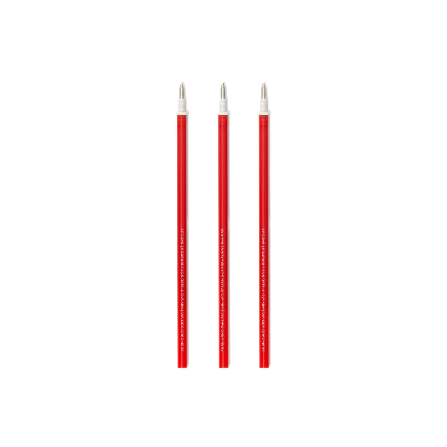 3 Red Legami Erasable Pen Refills without packaging