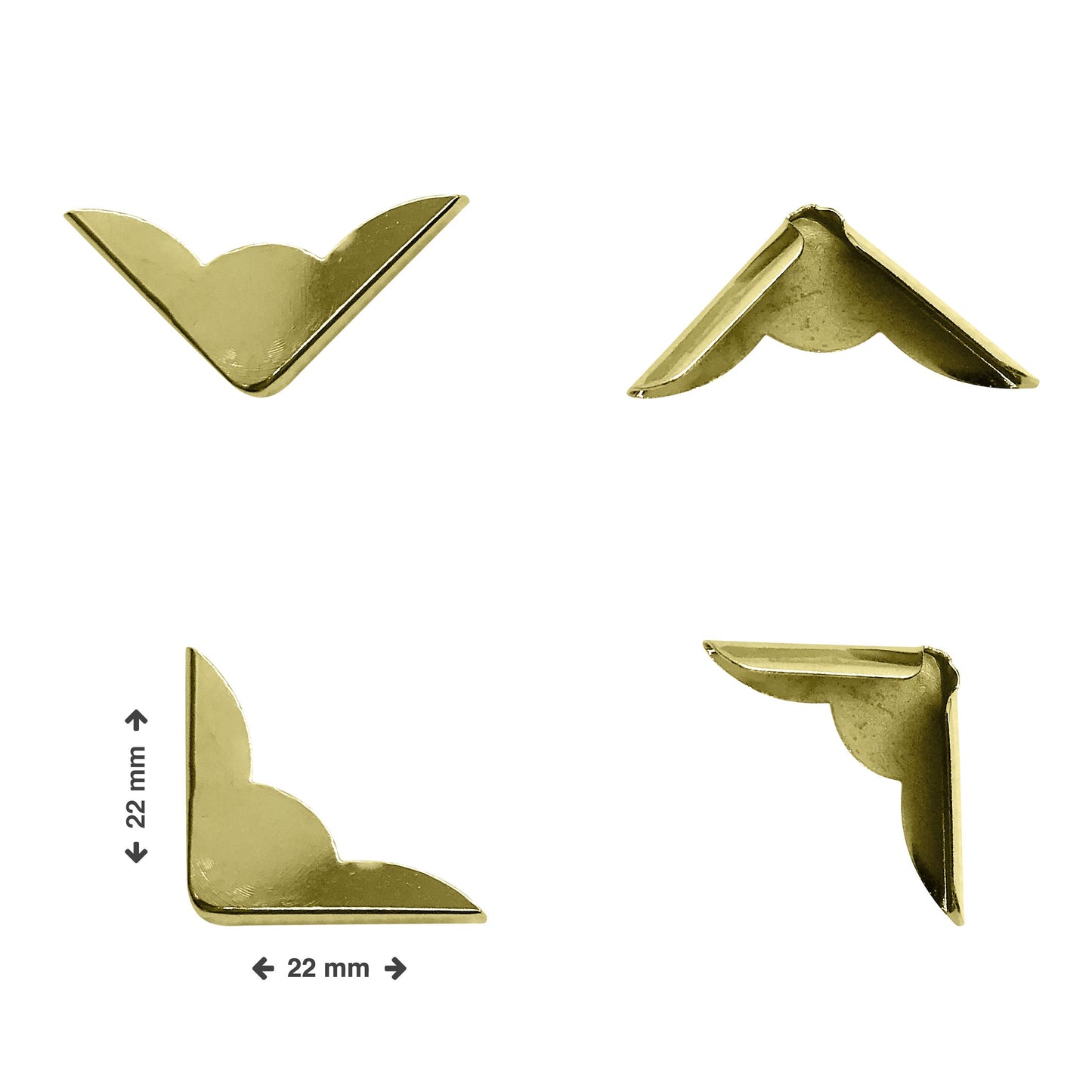 100 Book Corner Protectors - Silver / Gold coloured - 22 x 22 x 4.5mm