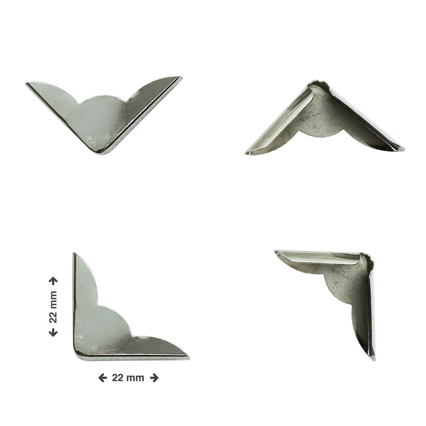 100 Book Corner Protectors - Silver / Gold coloured - 22 x 22 x 4.5mm