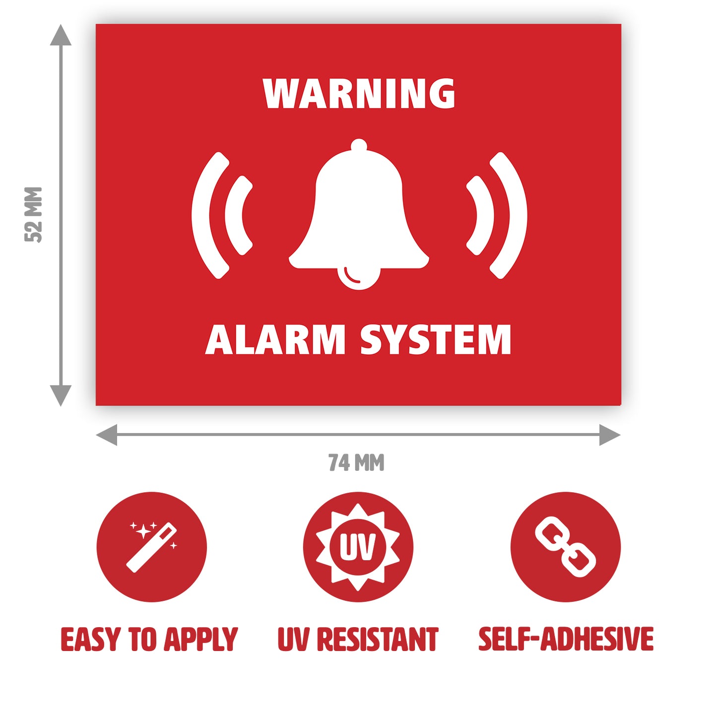 Warning Alarm System Sticker with Dimensions by Gobrecht & Ulrich