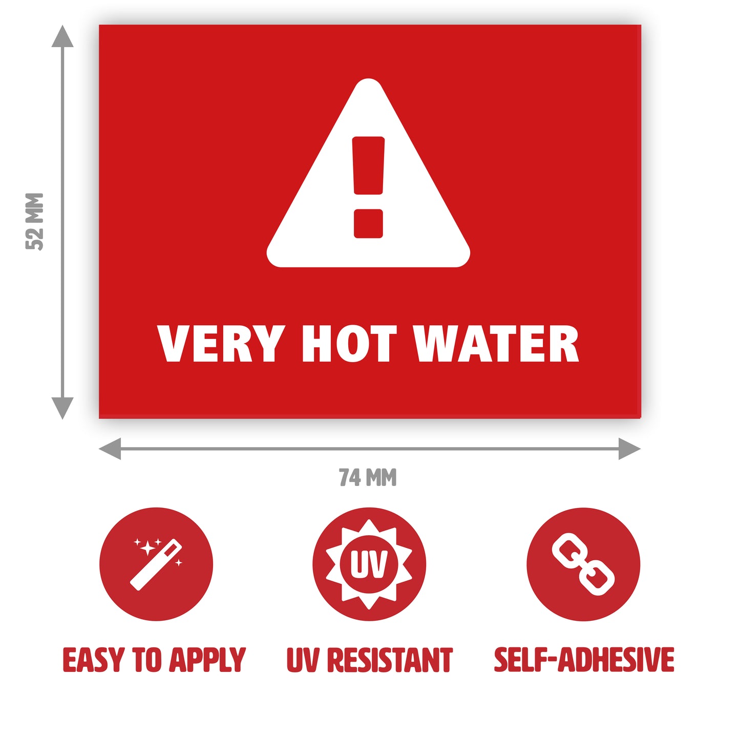 Gobrecht & Ulrich Very Hot Water Stickers with dimensions