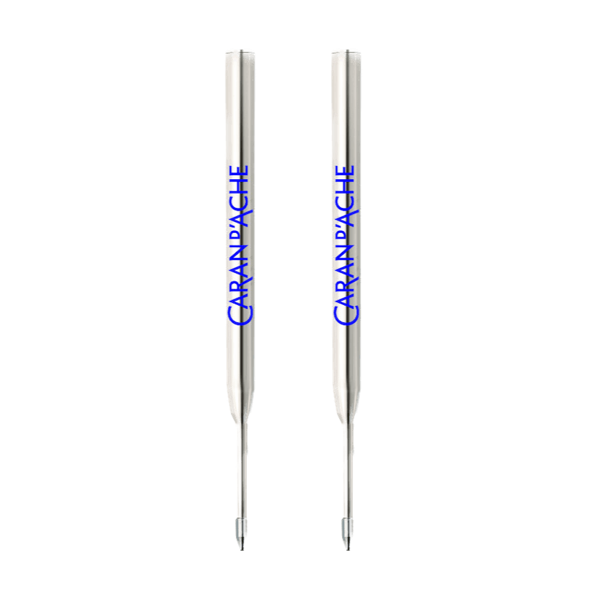 2 Pack of Caran D'Ache Goliath Blue Medium Pen Refill Cartridge