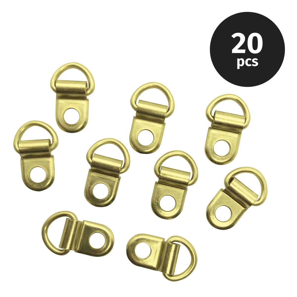20 gold / brass D-rings for picture hanging by Gobrecht & Ulrich