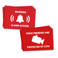 Two stacks of red stickers: Warning Alarm System and These Premises Are Protected by CCTV, from the Alarm & CCTV Warning Stickers Bundle by Gobrecht & Ulrich