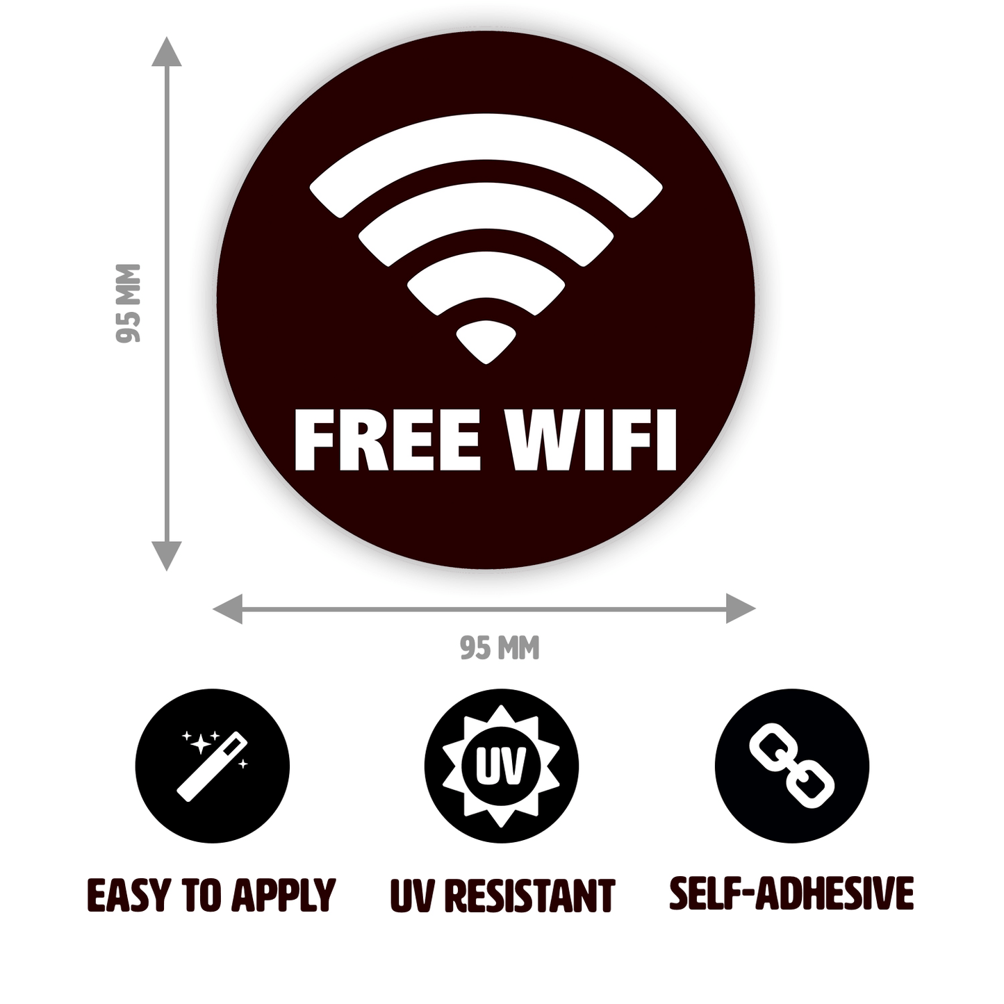 Free WiFi sticker with measurements 95 x 95mm