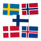 Swedish, Norwegian, Finnish, Danish and Icelandic flag stickers from the Nordic flag stickers bundle by Gobrecht & Ulrich