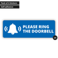 Pack of 4 self-adhesive stickers with a blue background and white text and symbols.