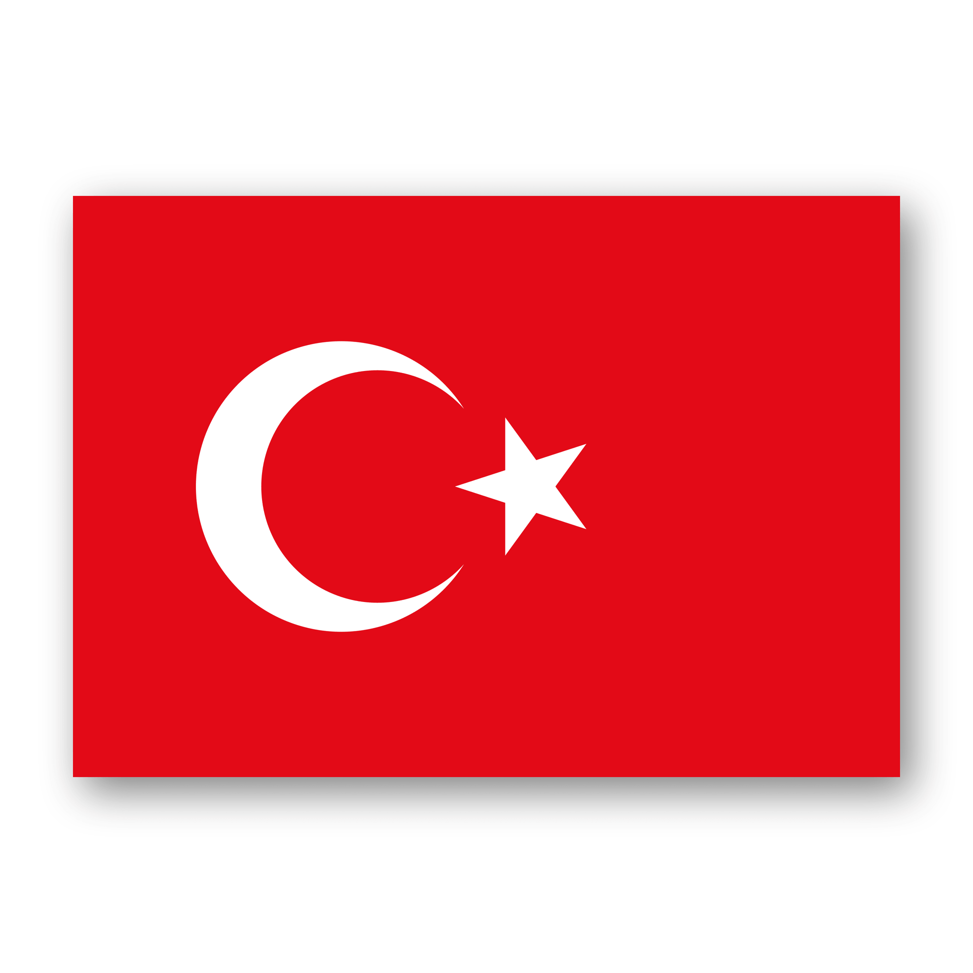 Flag of Turkey with white crescent and star on a red background