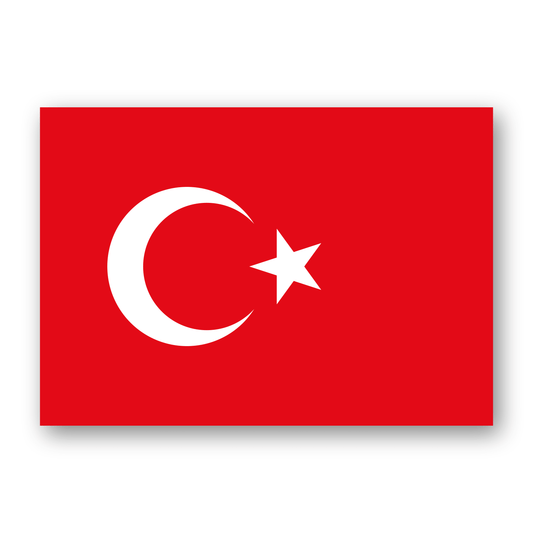 Flag of Turkey with white crescent and star on a red background