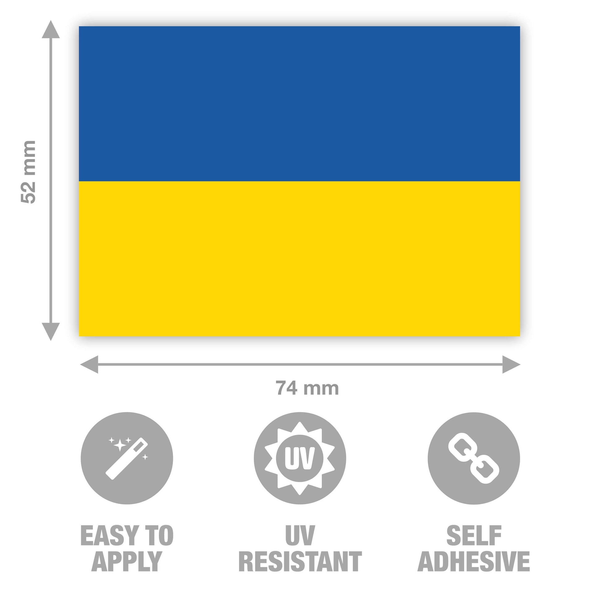 Flag of Ukraine with dimensions and features on a white background