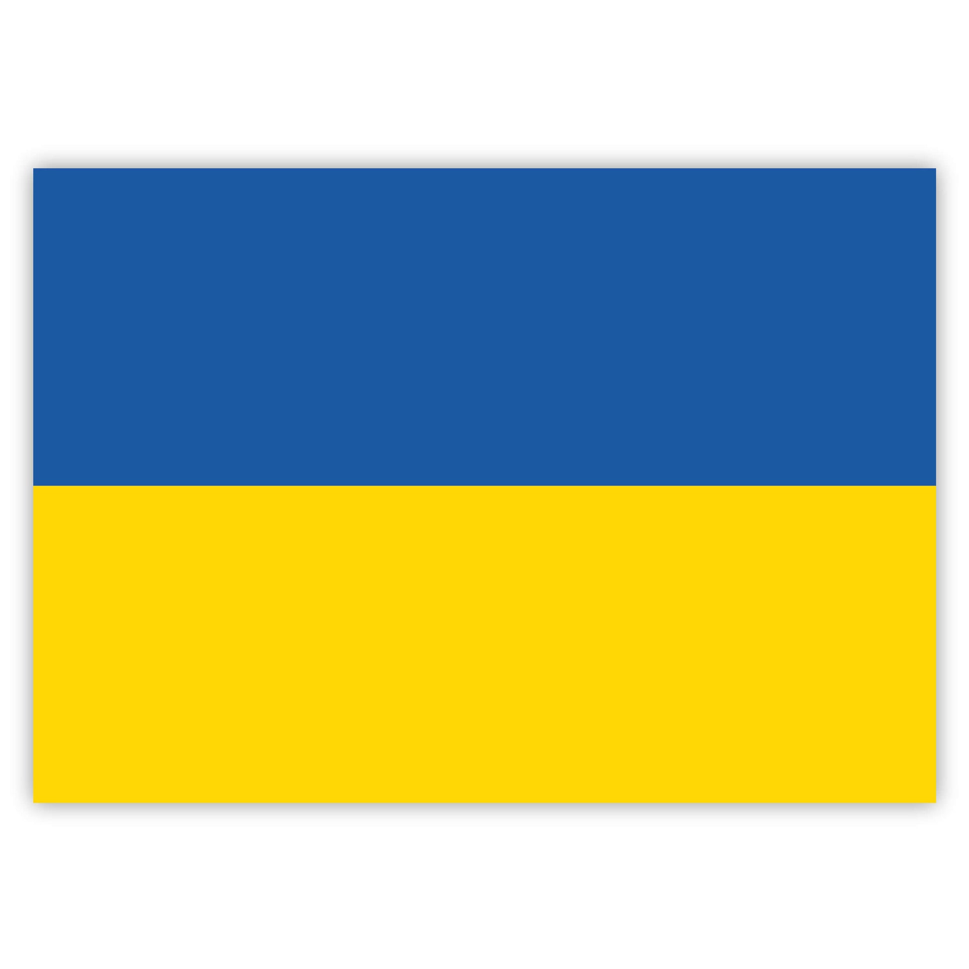 Flag of Ukraine with blue and yellow horizontal stripes on a white background