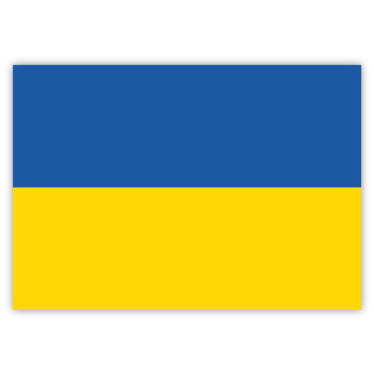 Flag of Ukraine with blue and yellow horizontal stripes on a white background