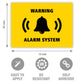 Yellow Warning Alarm System Sticker - Easy to apply - UV Resistant - Self-adhesive