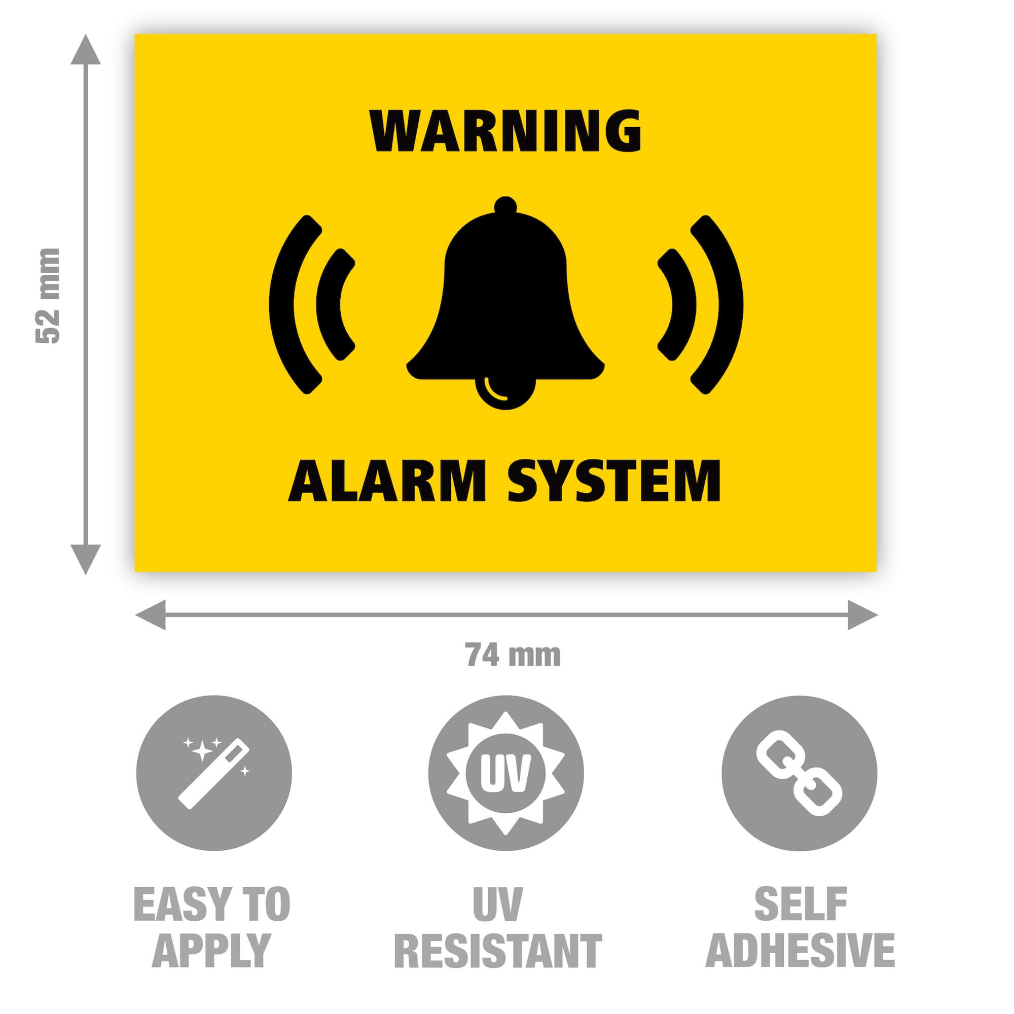 10 Alarm System Stickers - Yellow - 7.4 x 5.2 cm – Gobrecht & Ulrich