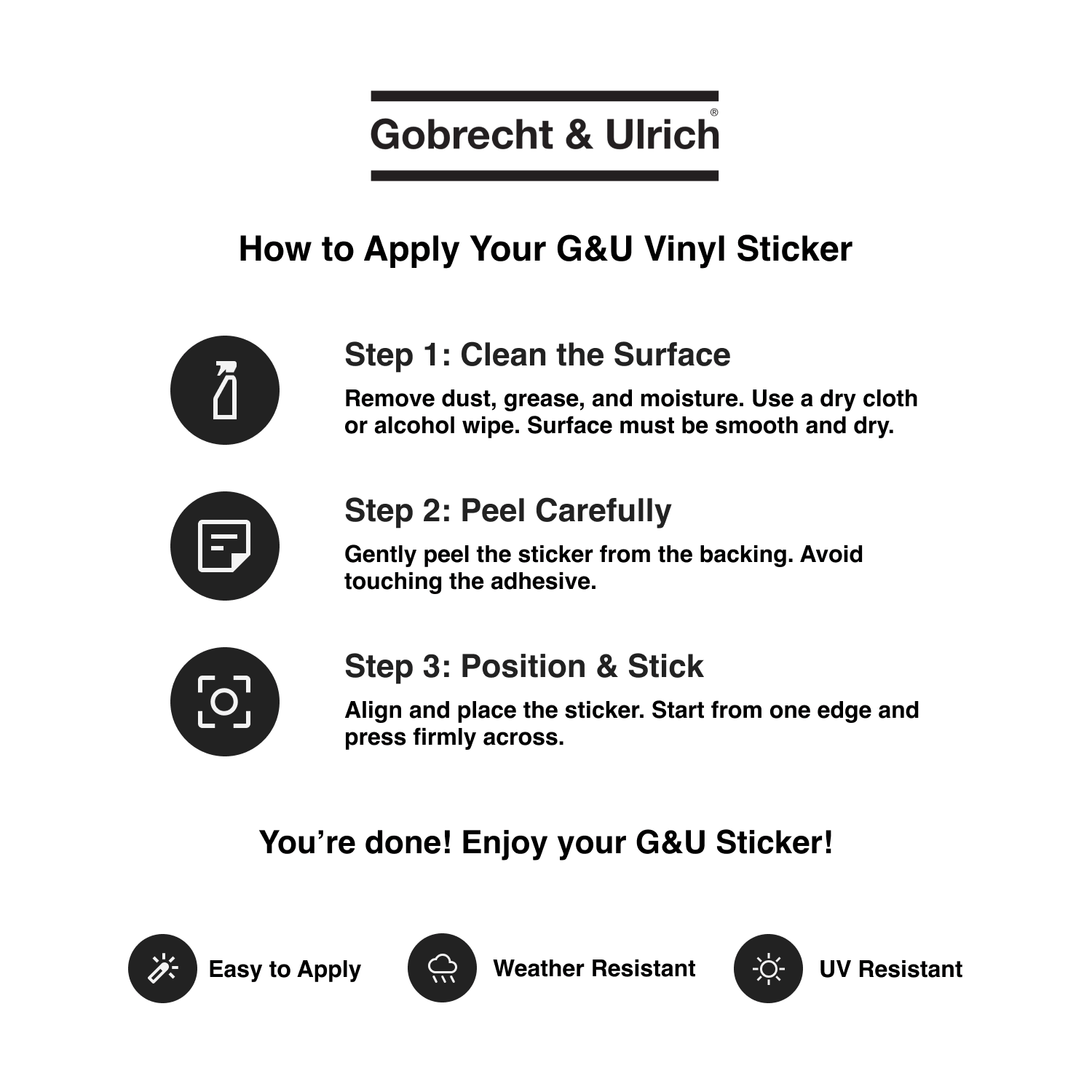 How to attach G&U Stickers
