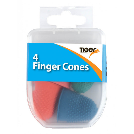 Pack of 4 Tiger Stationery fingertip grips, assorted colours and sizes
