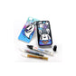 Two cartoon-themed phone cases with markers on a white background