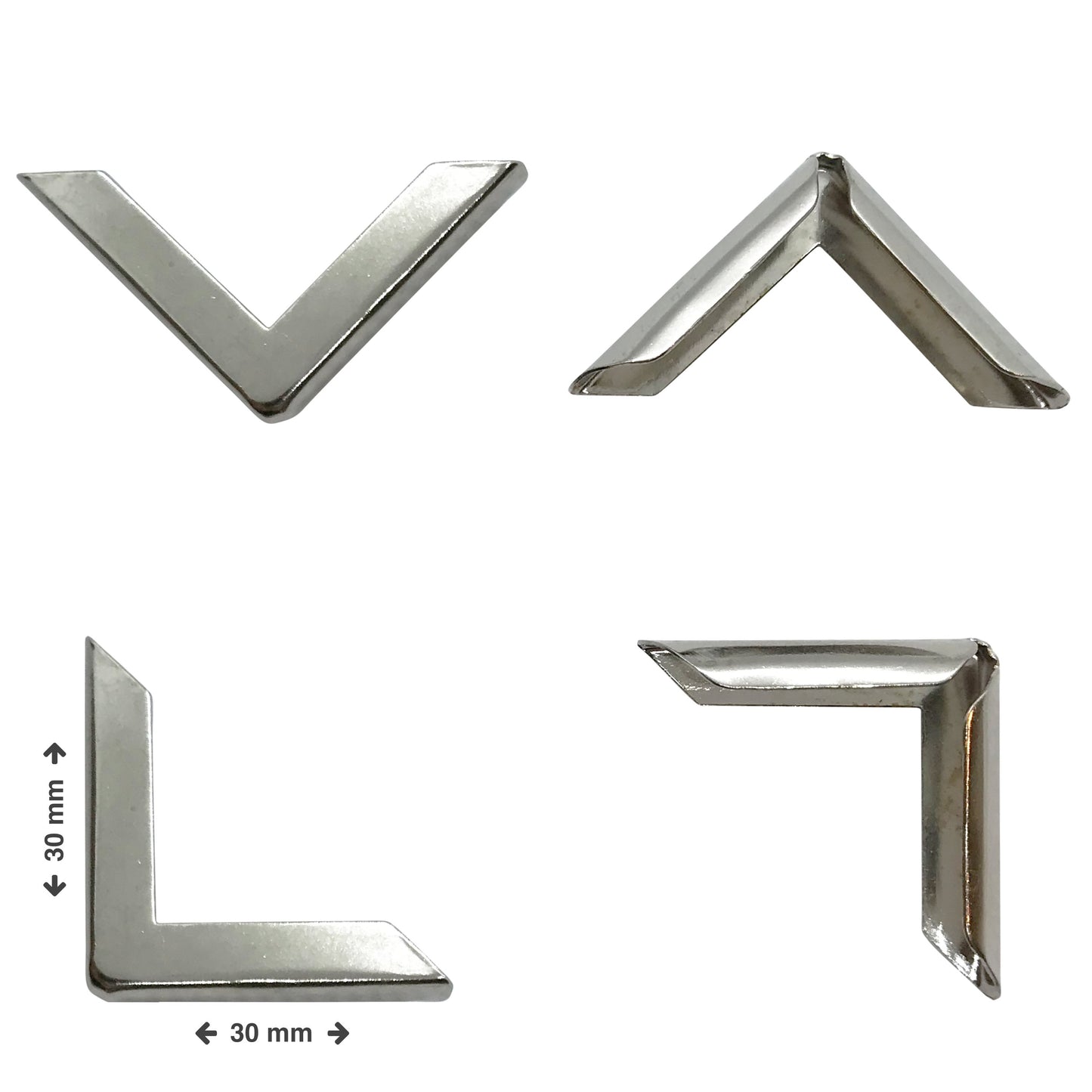 Silver Book Corner Protectors 30 x 30 x 4mm by Gobrecht & Ulrich with sizes