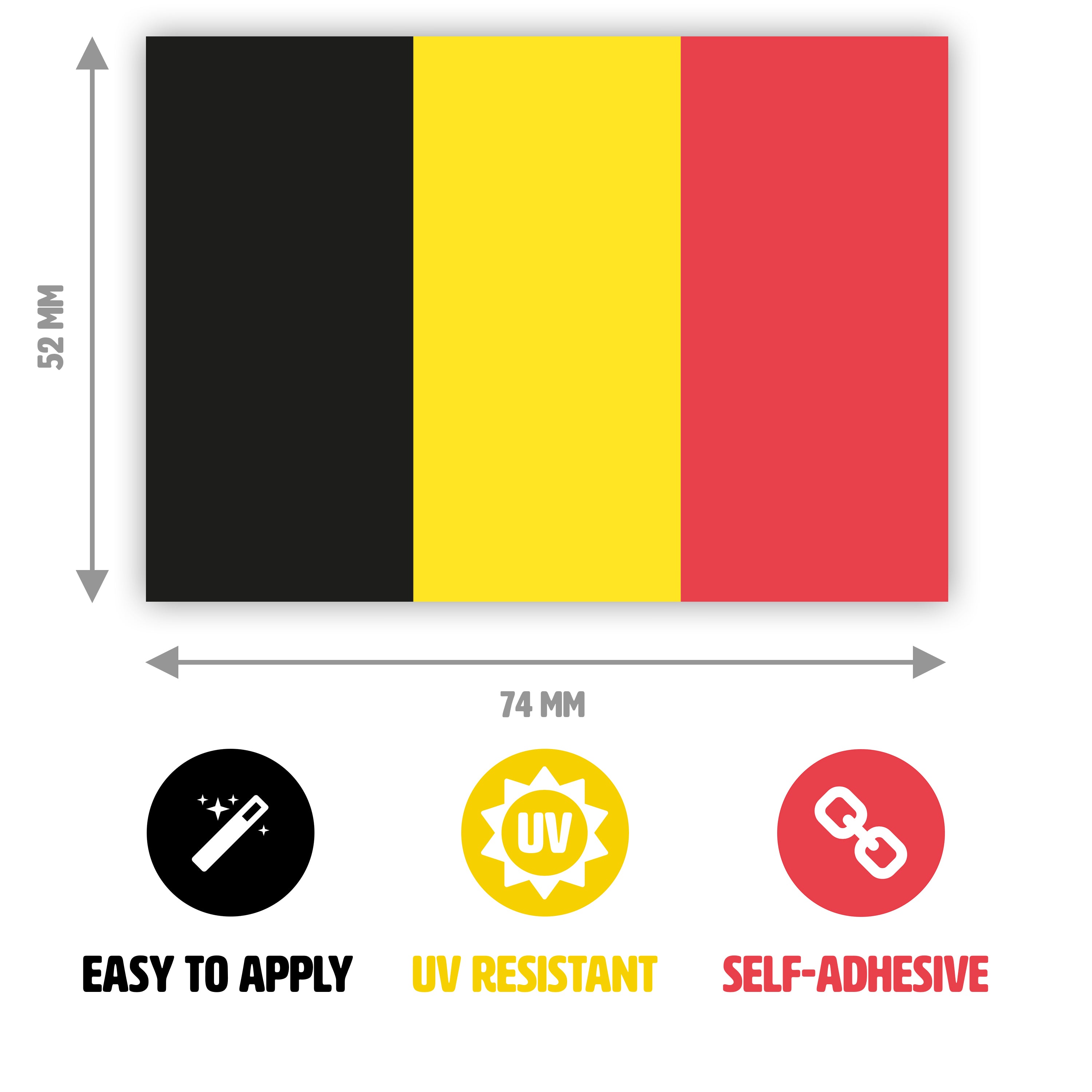 6x Belgium Flag Vinyl Stickers - 25mm - For Car, Motorbike Helmet, Laptop - Glossy UK Decals