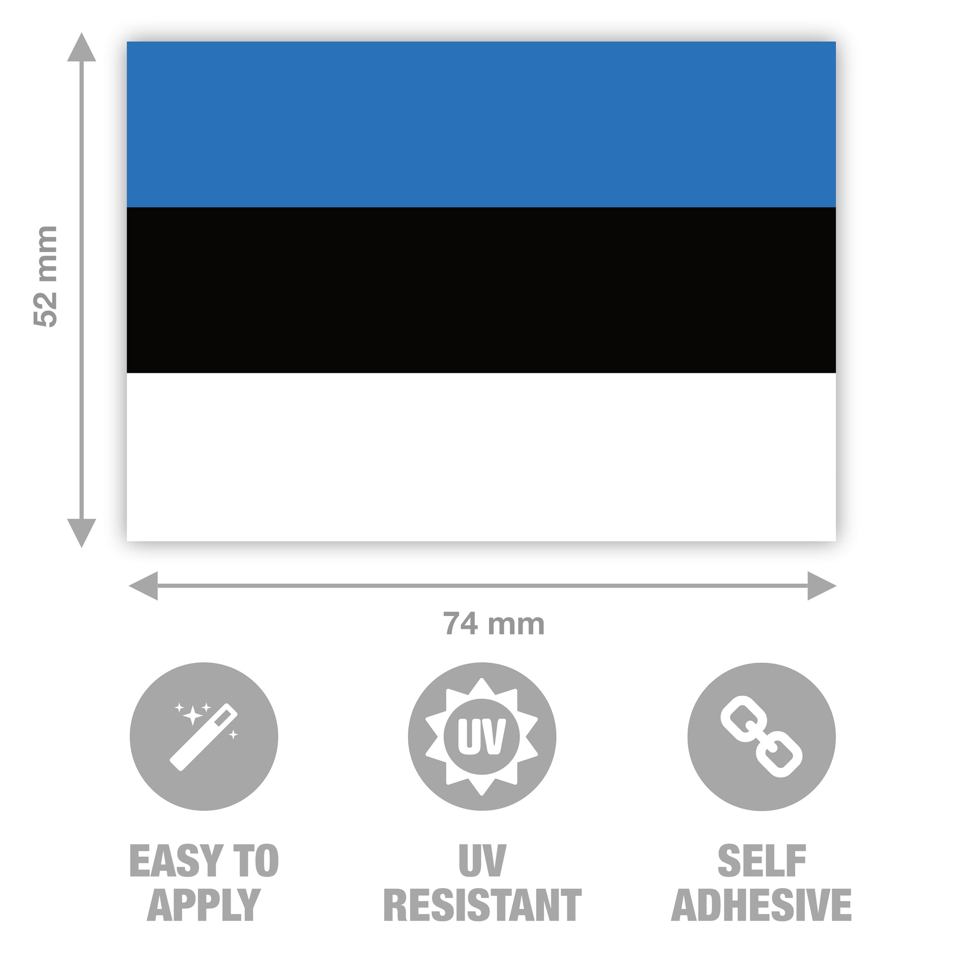 Estonian Flag Stickers by Gobrecht & Ulrich with dimensions