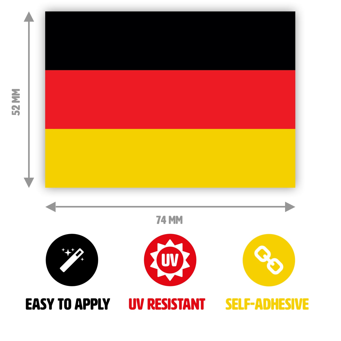 Gobrecht & Ulrich German Flag Stickers Dimensions