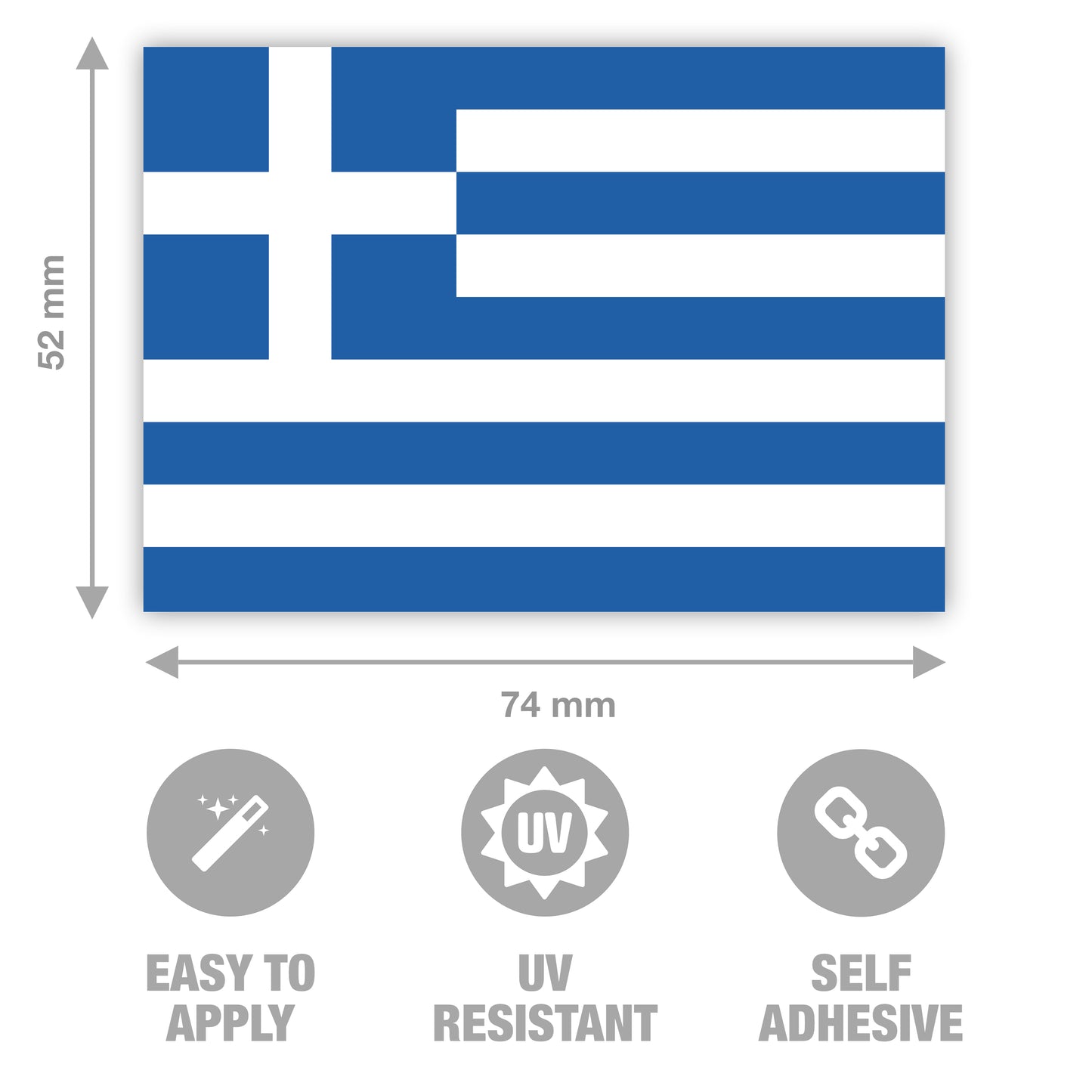 Greek Flag Stickers by Gobrecht & Ulrich with dimensions