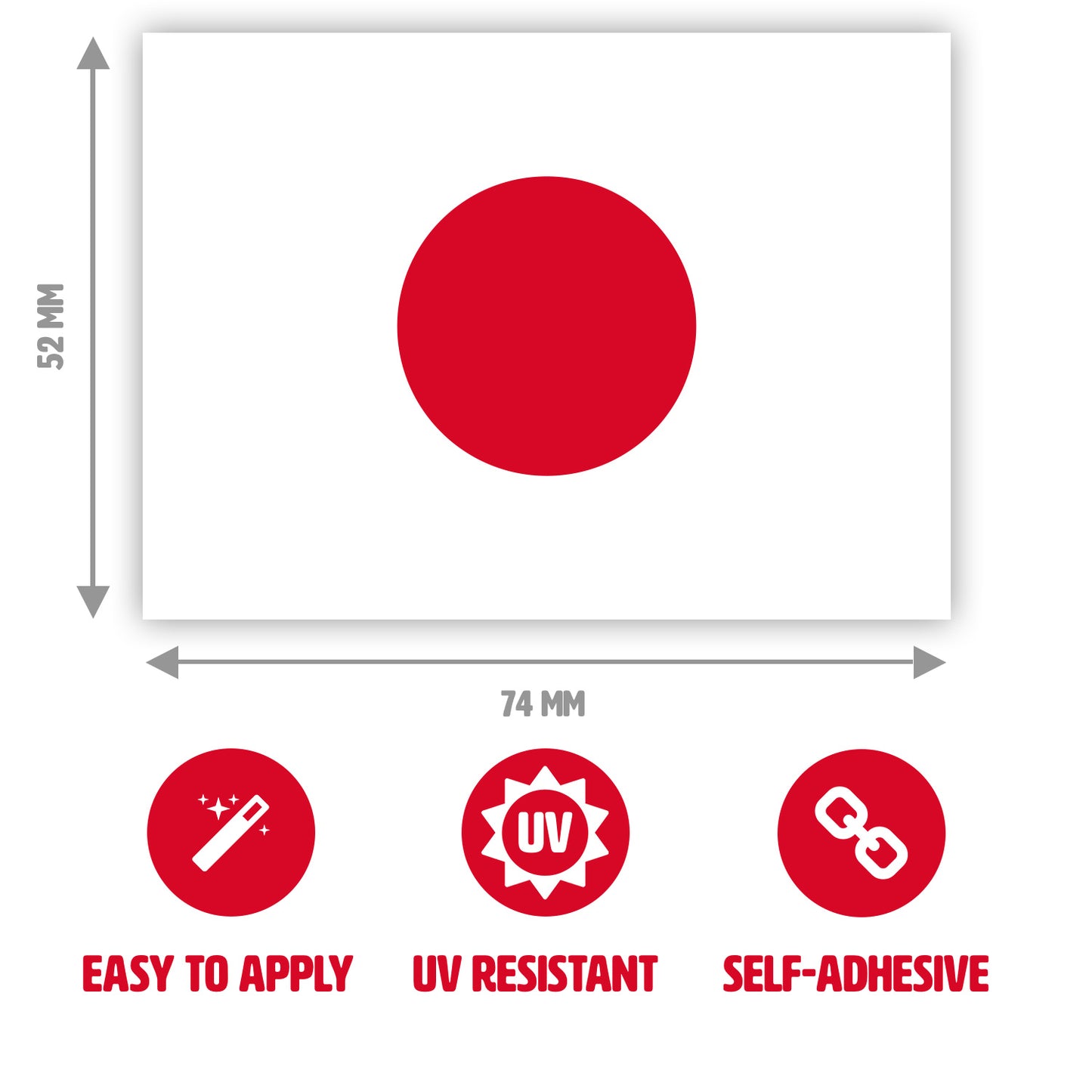 Gobrecht & Ulrich Japan Flag Sticker Dimensions
