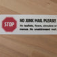 Medium No Junk Mail Sign on table - Junk Mail Blocker by Gobrecht & Ulrich