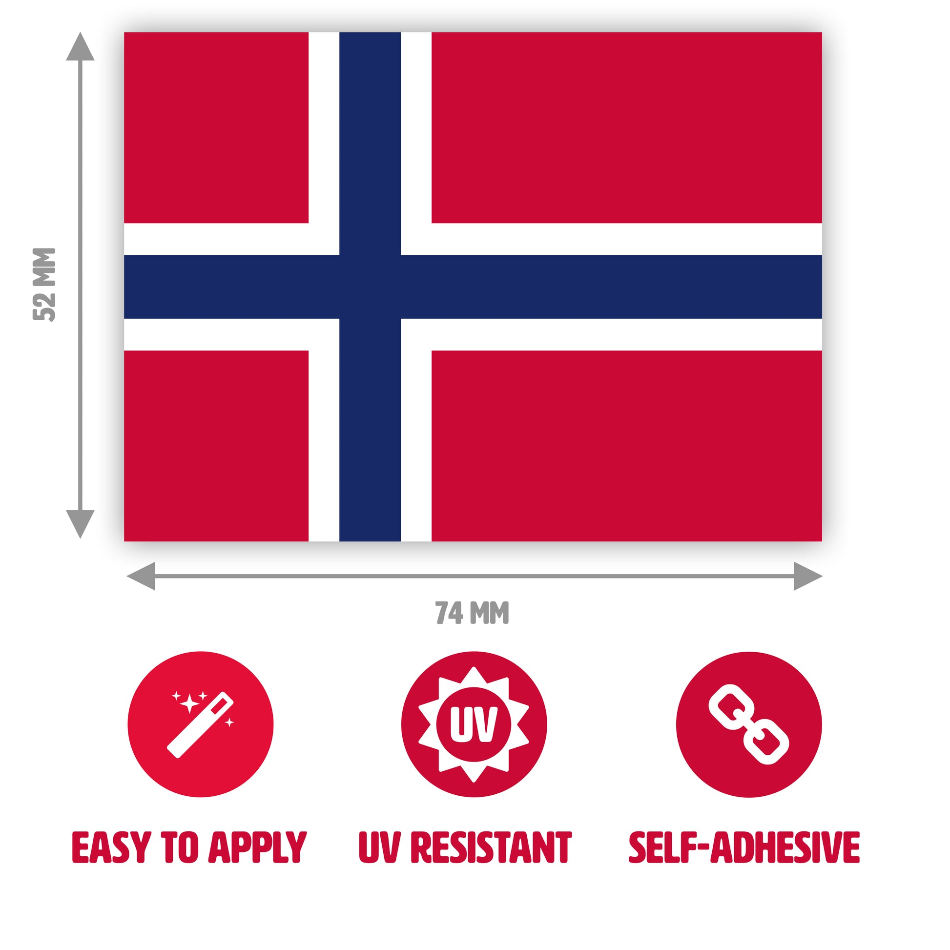 Gobrecht & Ulrich Norwegian Flag Sticker Dimensions
