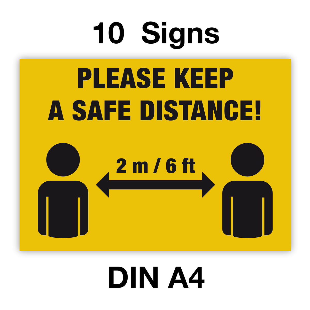 Distence Sign 10 Keep Safe Distance Signs - A4-size - High-quality Laminated Print ...