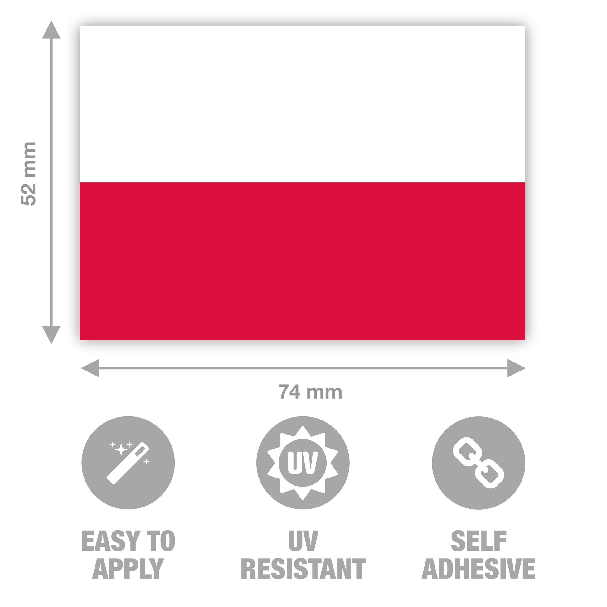 Polish Flag Stickers by Gobrecht & Ulrich with dimensions