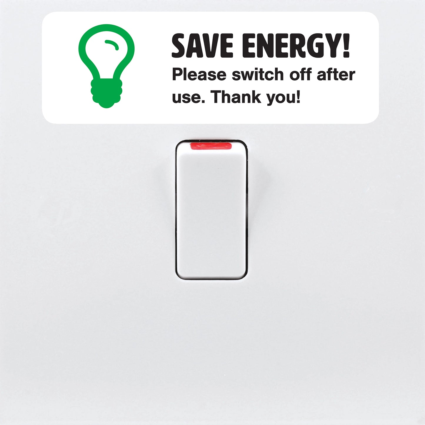 Save Energy Sticker by Gobrecht & Ulrich on Light Switch Sample Photo