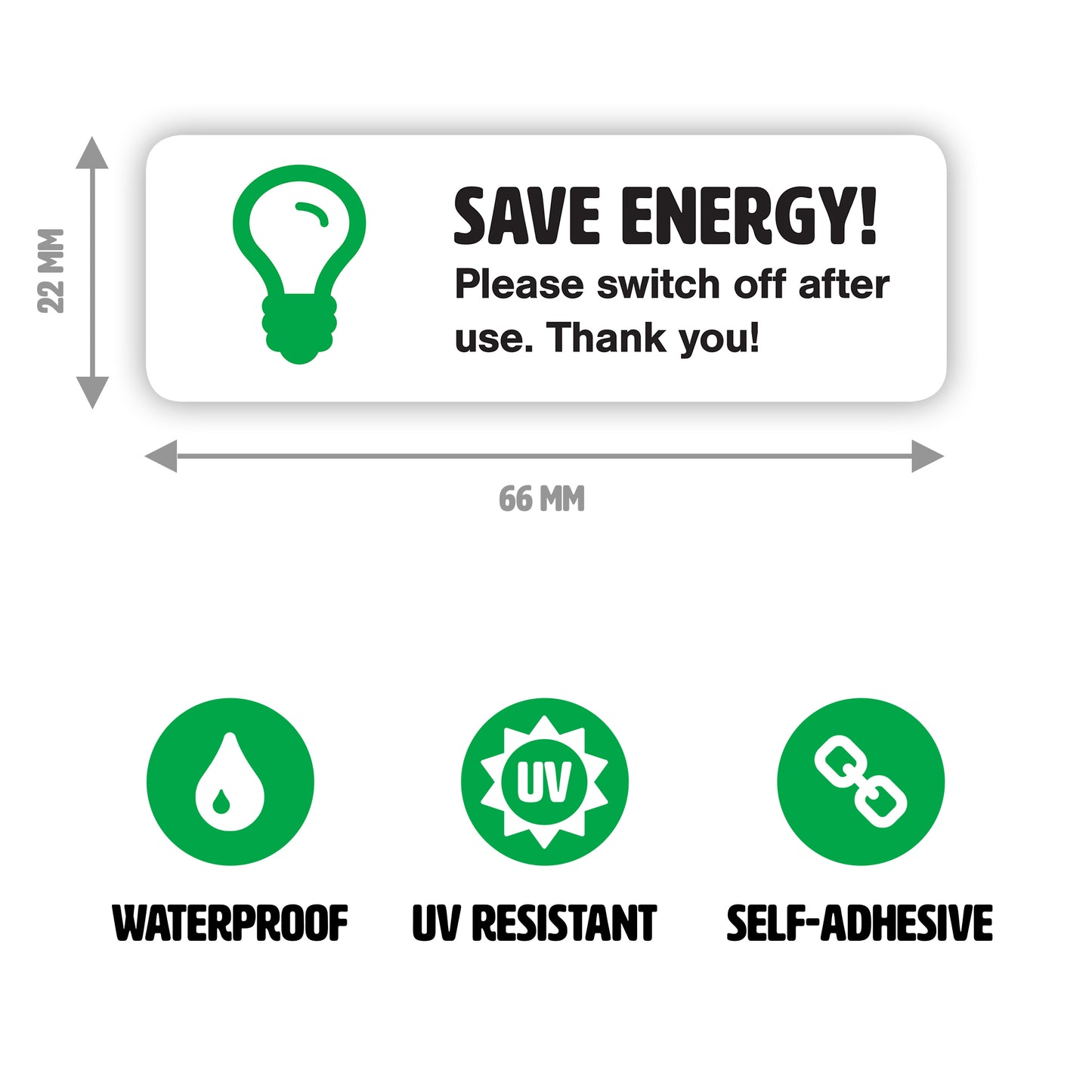 Gobrecht & Ulrich Save Energy Sticker Dimensions