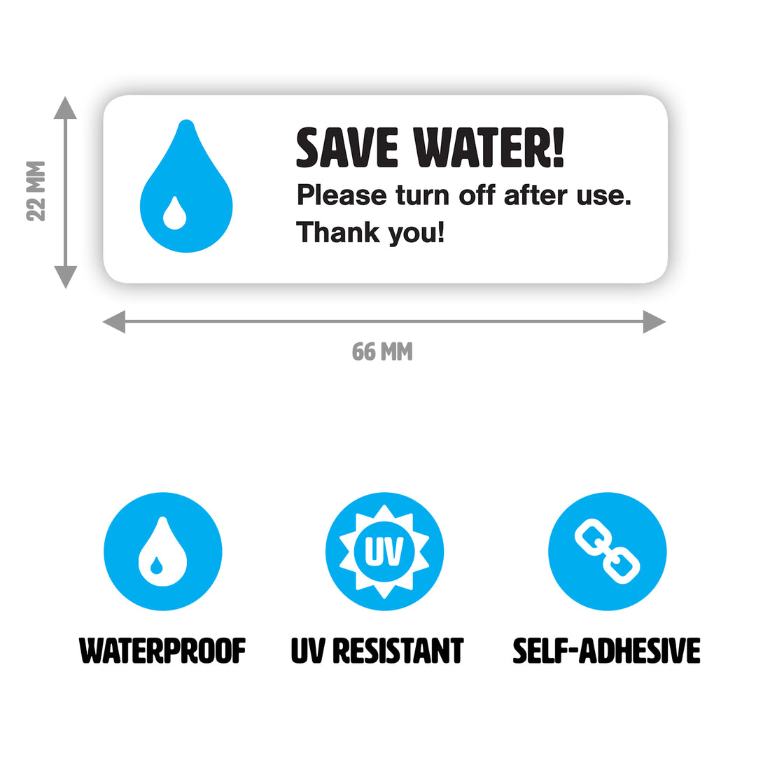 20 Save Water Stickers Small Turn Off Water Stickers 6.6 x 2.2 cm
