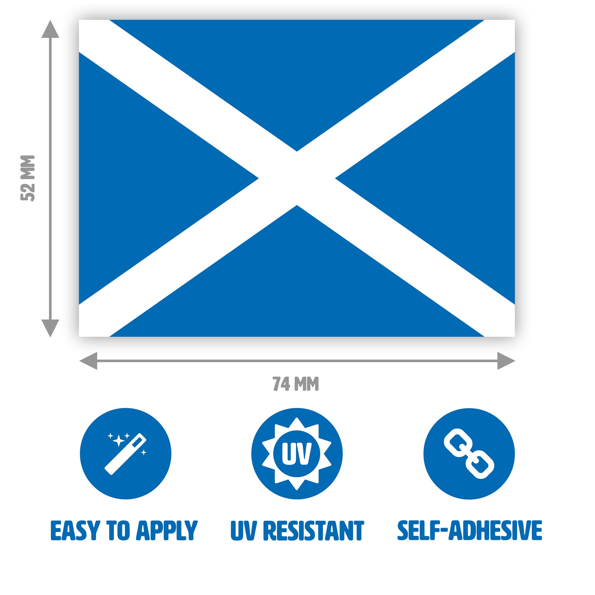 Gobrecht & Ulrich Scottish Flag Stickers with Dimensions