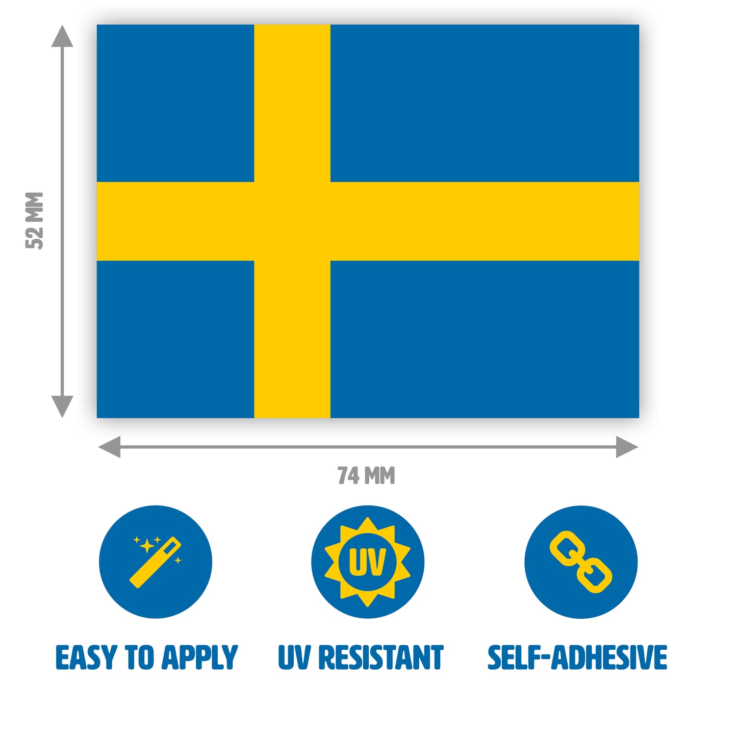 Gobrecht & Ulrich Swedish Flag Sticker Dimensions