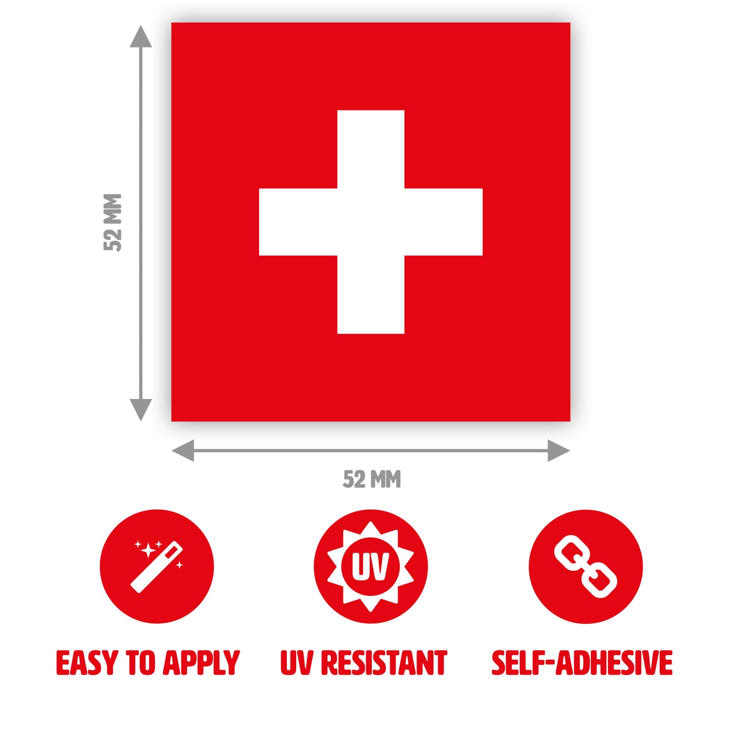 Gobrecht & Ulrich Swiss Flag Sticker Dimensions