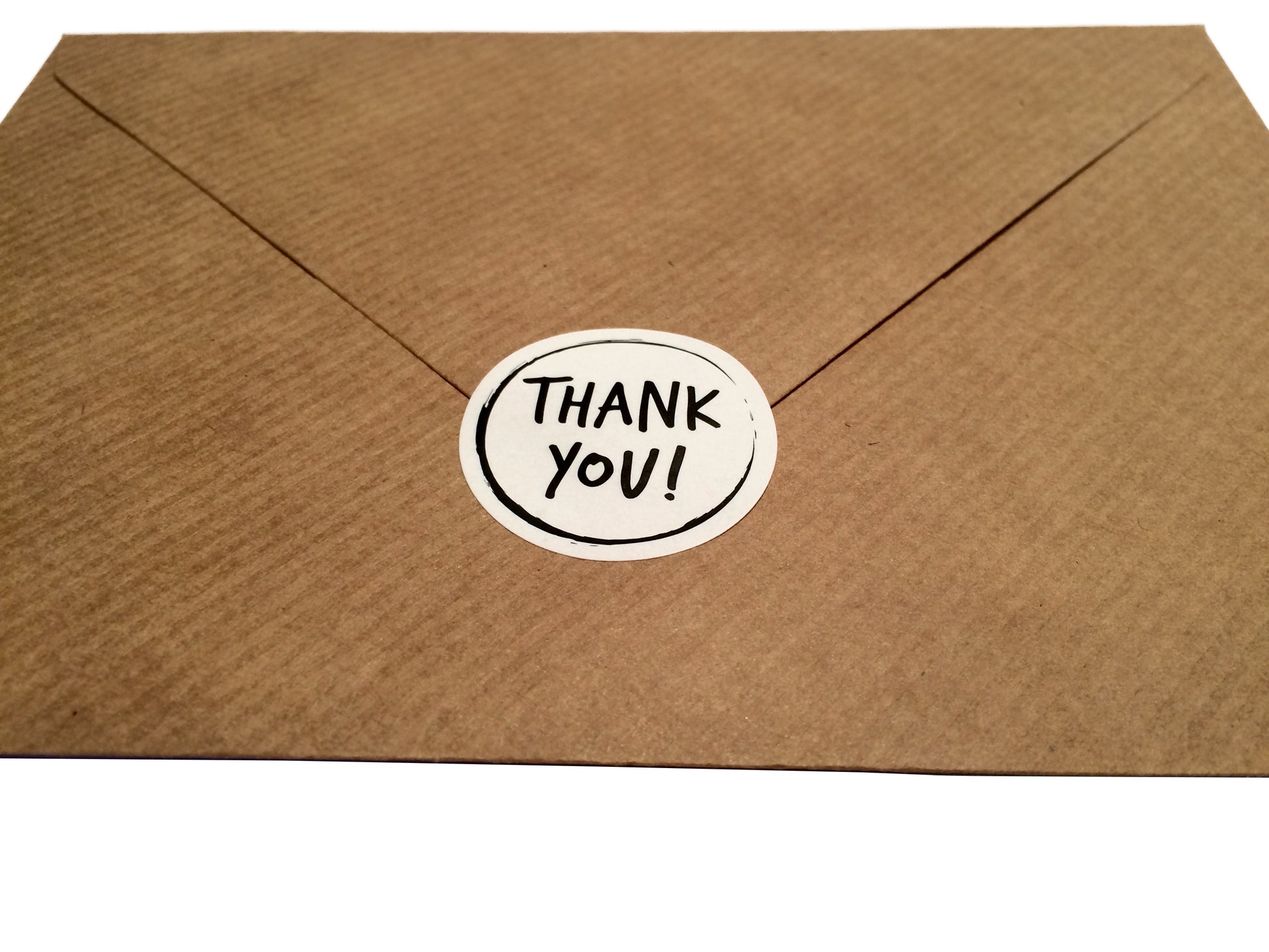 Thank you label on paper envelope